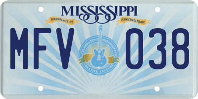 MS license plate MFV038
