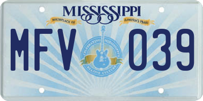 MS license plate MFV039
