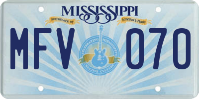 MS license plate MFV070