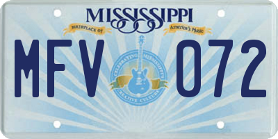 MS license plate MFV072