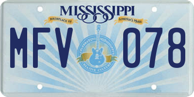 MS license plate MFV078