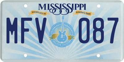 MS license plate MFV087