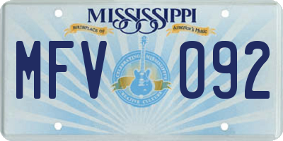 MS license plate MFV092