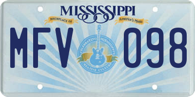 MS license plate MFV098