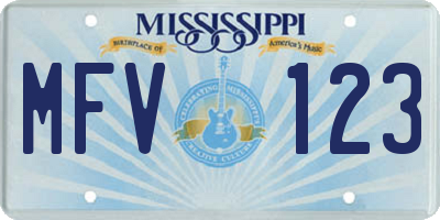 MS license plate MFV123