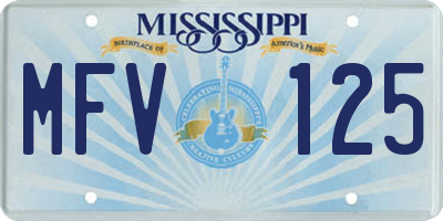 MS license plate MFV125