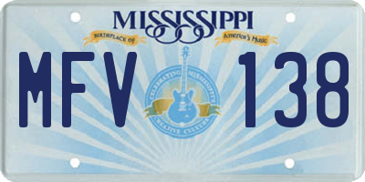 MS license plate MFV138