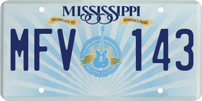MS license plate MFV143