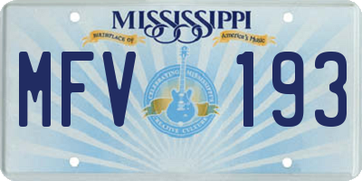 MS license plate MFV193