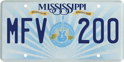 MS license plate MFV200