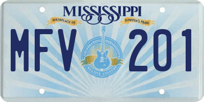 MS license plate MFV201