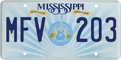MS license plate MFV203