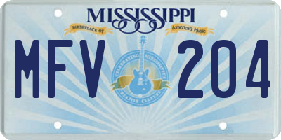 MS license plate MFV204