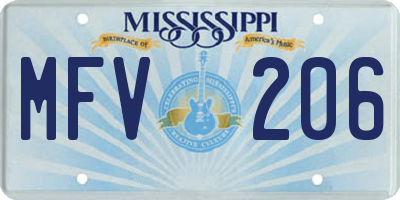 MS license plate MFV206