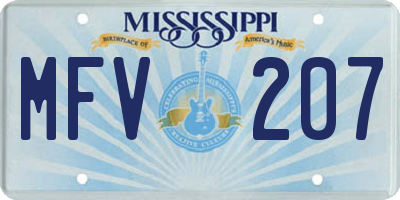 MS license plate MFV207