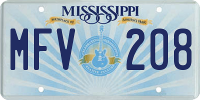 MS license plate MFV208