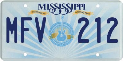 MS license plate MFV212