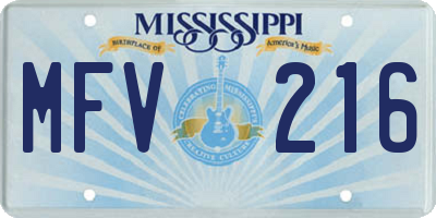 MS license plate MFV216