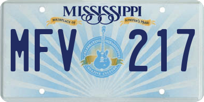 MS license plate MFV217