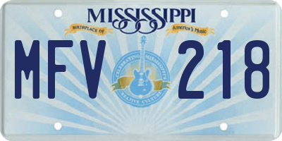 MS license plate MFV218