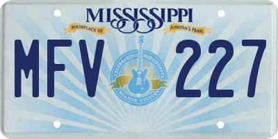 MS license plate MFV227