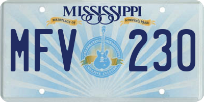 MS license plate MFV230