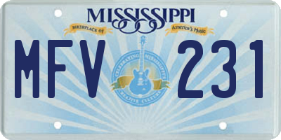 MS license plate MFV231