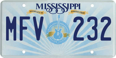 MS license plate MFV232