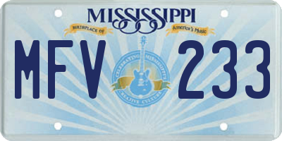 MS license plate MFV233