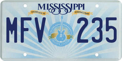 MS license plate MFV235