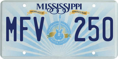MS license plate MFV250