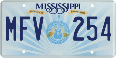 MS license plate MFV254