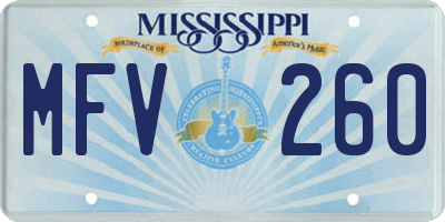 MS license plate MFV260