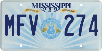 MS license plate MFV274