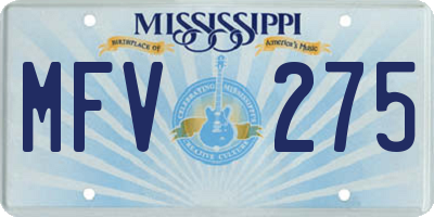 MS license plate MFV275
