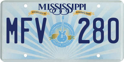 MS license plate MFV280