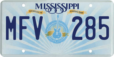 MS license plate MFV285
