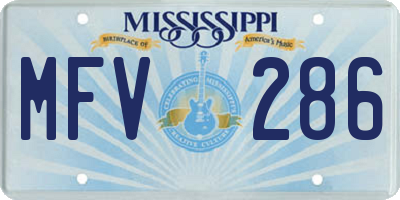 MS license plate MFV286