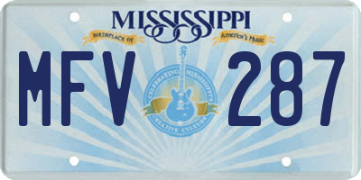 MS license plate MFV287