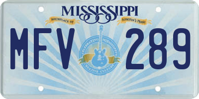 MS license plate MFV289