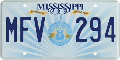 MS license plate MFV294