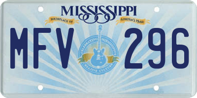 MS license plate MFV296