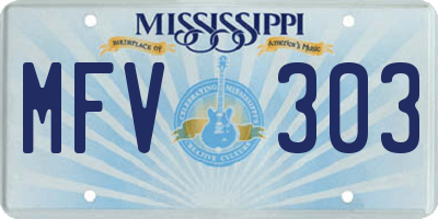 MS license plate MFV303