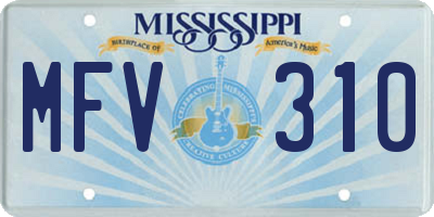 MS license plate MFV310