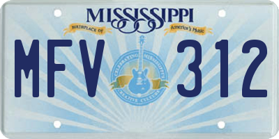 MS license plate MFV312