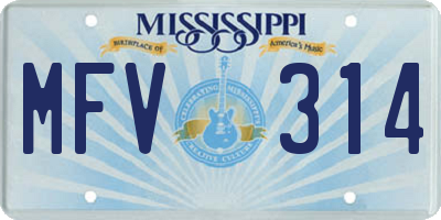 MS license plate MFV314
