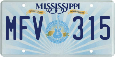 MS license plate MFV315