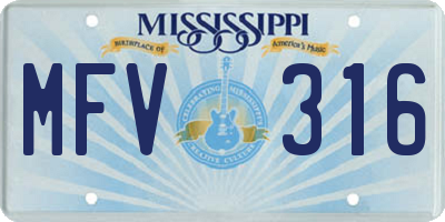 MS license plate MFV316
