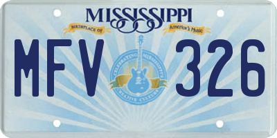 MS license plate MFV326