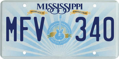 MS license plate MFV340
